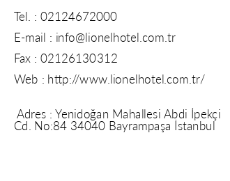 Lionel Hotel iletiim bilgileri